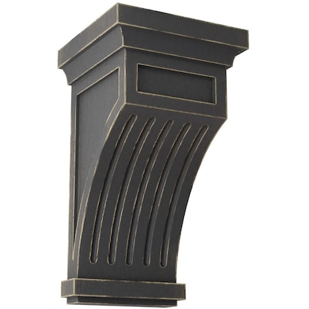 Ekena Millwork 5 1/2"W x 5 1/2"D x 10"H Fluted Wood Vintage Decor Corbel, Black CORWD05X05X10FLBL